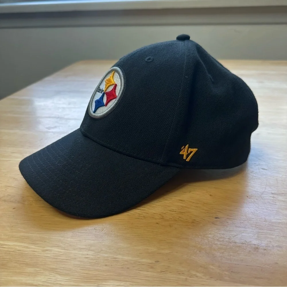 Pittsburgh Steelers Hat Cap Strap back 47 Black Men's Embroidered, Gold '47 NFL